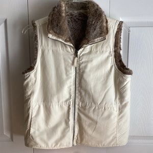Ladies Reversible Vest w/Faux Fur & Cream Cotton Wear Options Size M